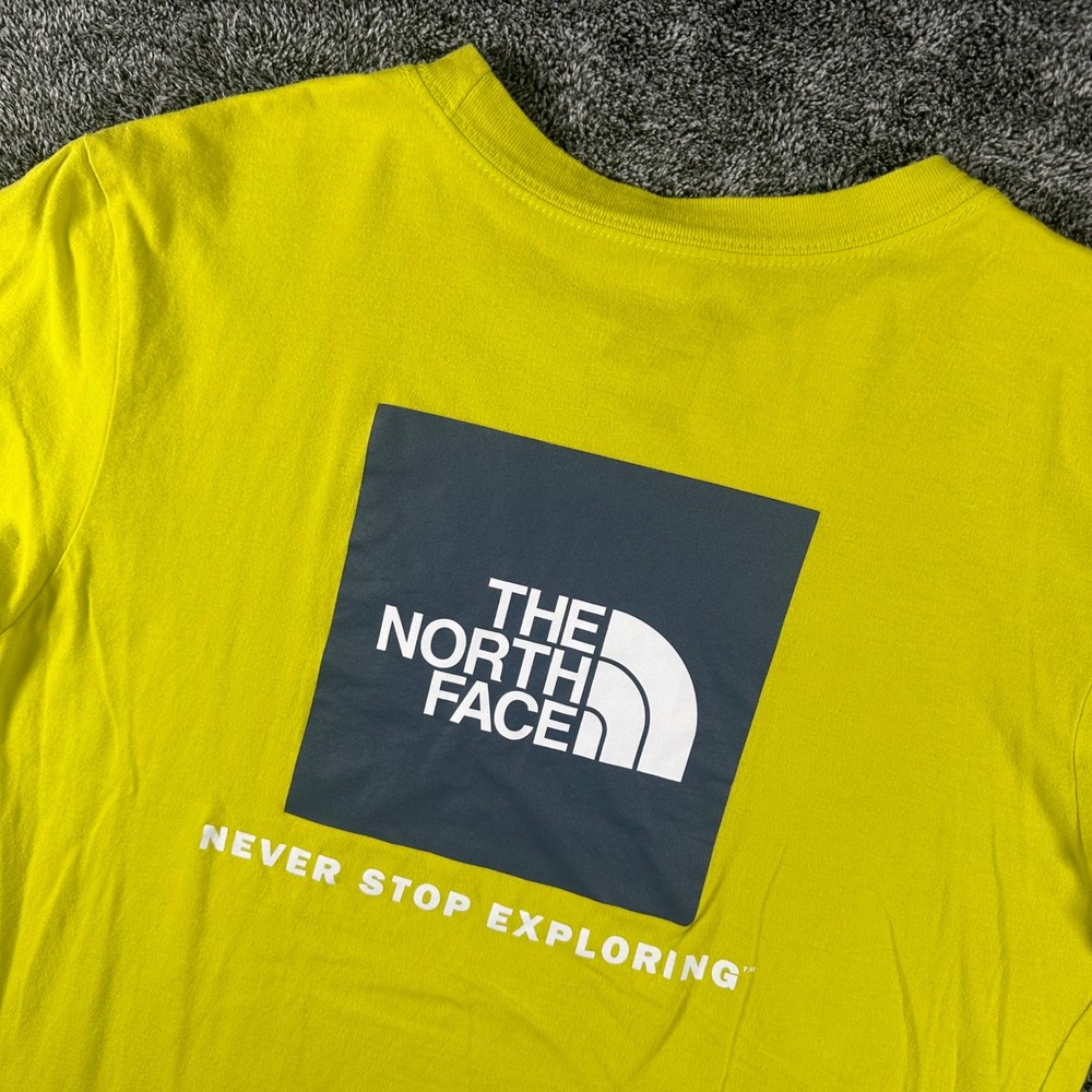 The North Face T-Shirt Mens L Yellow Graphic Short Sleeve Never Stop Exploring